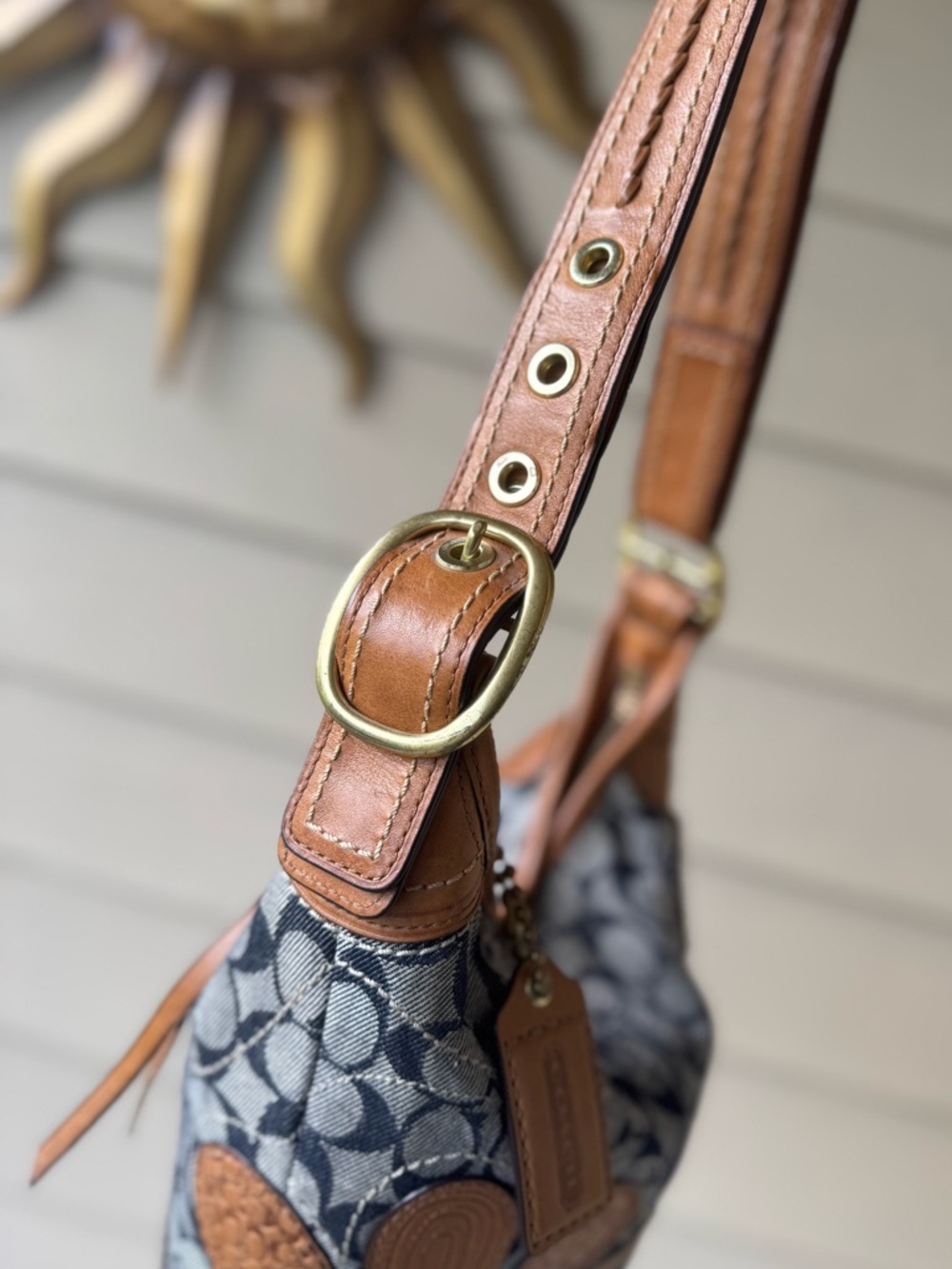 RARE Coach Bleecker denim floral hobo bag - Picture 4 of 8